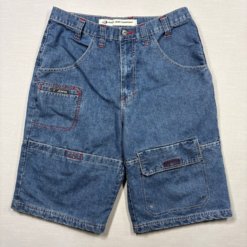 Vintage Paco Cargo Denim Shorts Men‎ 33 Blue Jean Cargo Baggy Y2K Skater 12"
